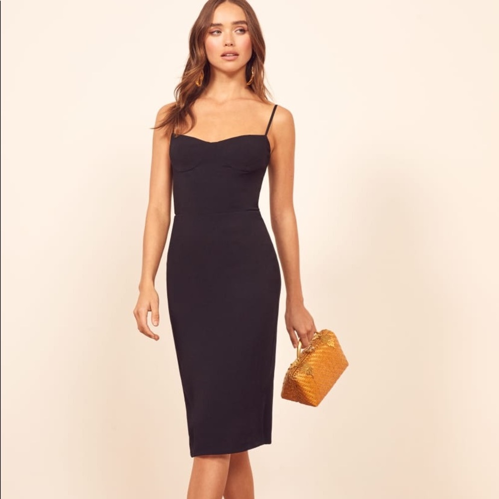 NWT Reformation Isabel Sheath Dress Size 8 Black
